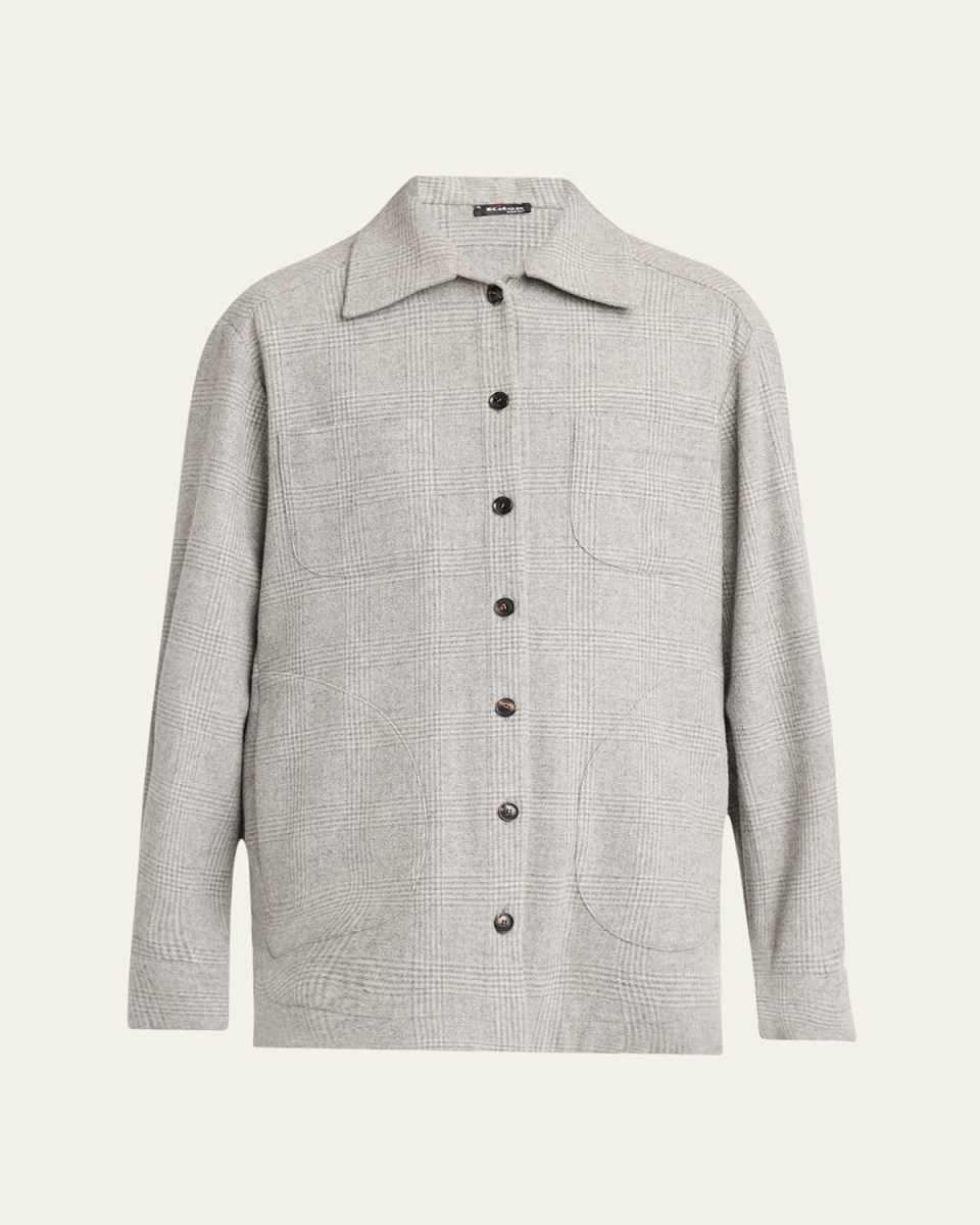 Plaid Button Down Wool Cashmere Shirt